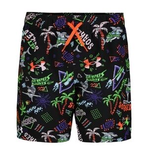 Under Armour Nerf Super Soaker Volley Swim Trunks Youth Large Black and Neon NWT